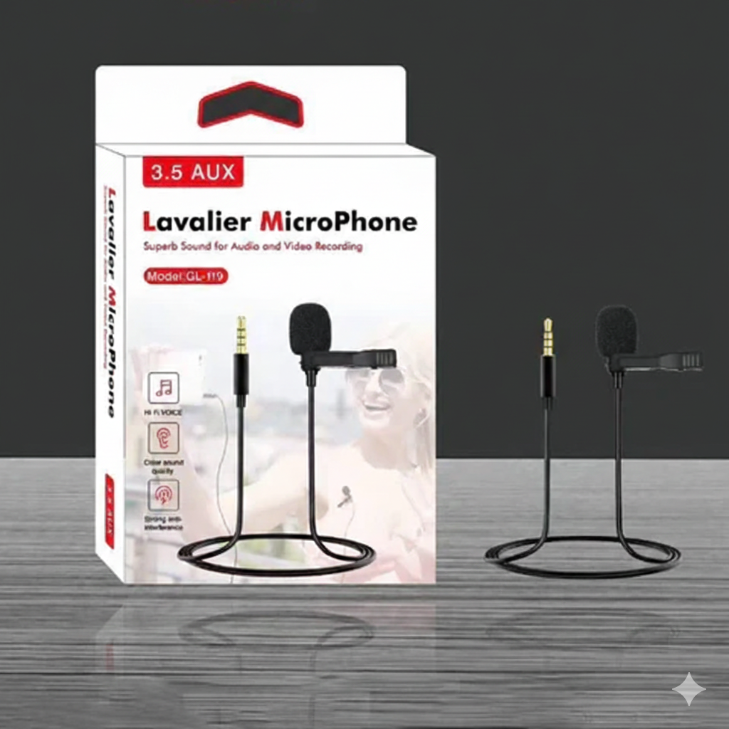 Professional Tiktok3.5 AUX Microphone Micro-Cravate Mic Lavalier Single Mic -Black - Image 2