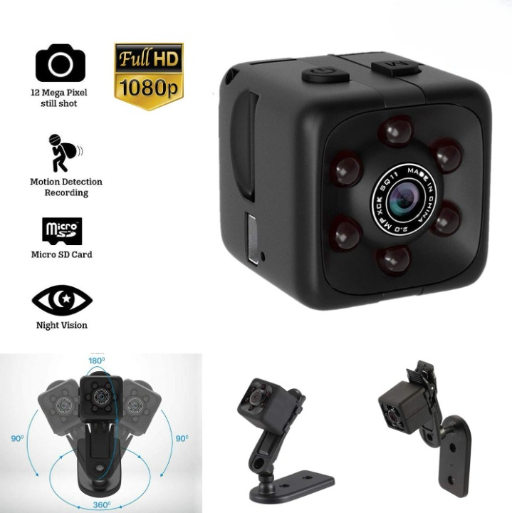 SQ6 Mini Spy Camera – HD Portable High Quality Security Camera with Night Vision & Two Stand Holders