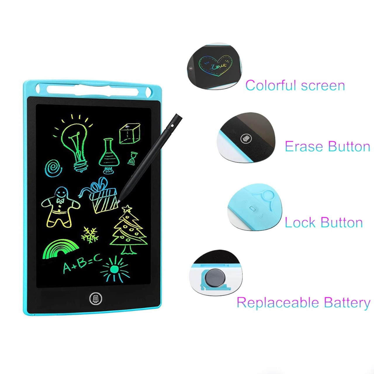 Pack Of 01 - LCD Writing Tablet for Kids – Digital Drawing Pad with Erasable Screen, Reusable Writing Board