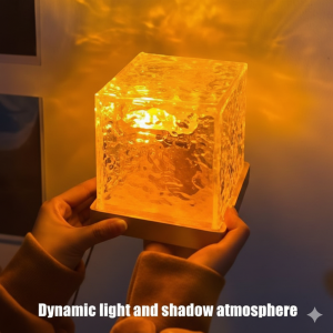 Dynamic Rotating Water Ripple Night Light milti Colors Flame Crystal Lamp