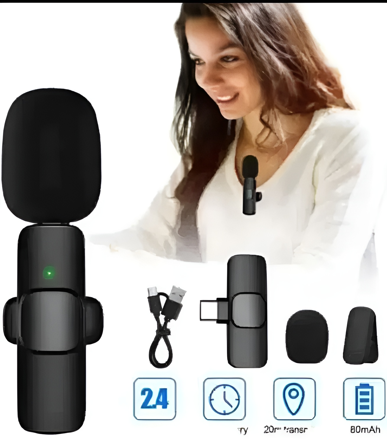 K8 Collar Wireless Microphone Type C Supported - Image 2