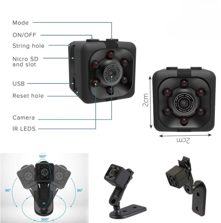 SQ6 Mini Spy Camera – HD Portable High Quality Security Camera with Night Vision & Two Stand Holders - Image 2