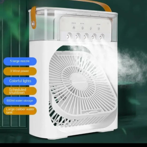 Portable Air Conditioner Fan Large Size USB Electric Fan with LED Night Light (Random Color)