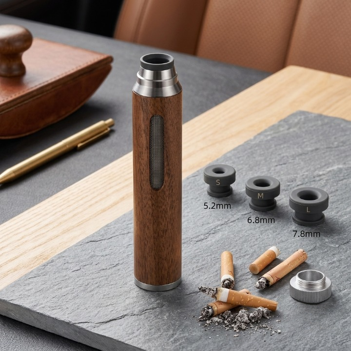 Premium Handheld Ashless Cigarette Holder – Portable Wooden Anti-Ash Car & Desktop Smoking Sleeve Protective Cover - Image 3