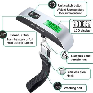 Portable Digital Luggage Scale – LCD Display & Unit Conversion...