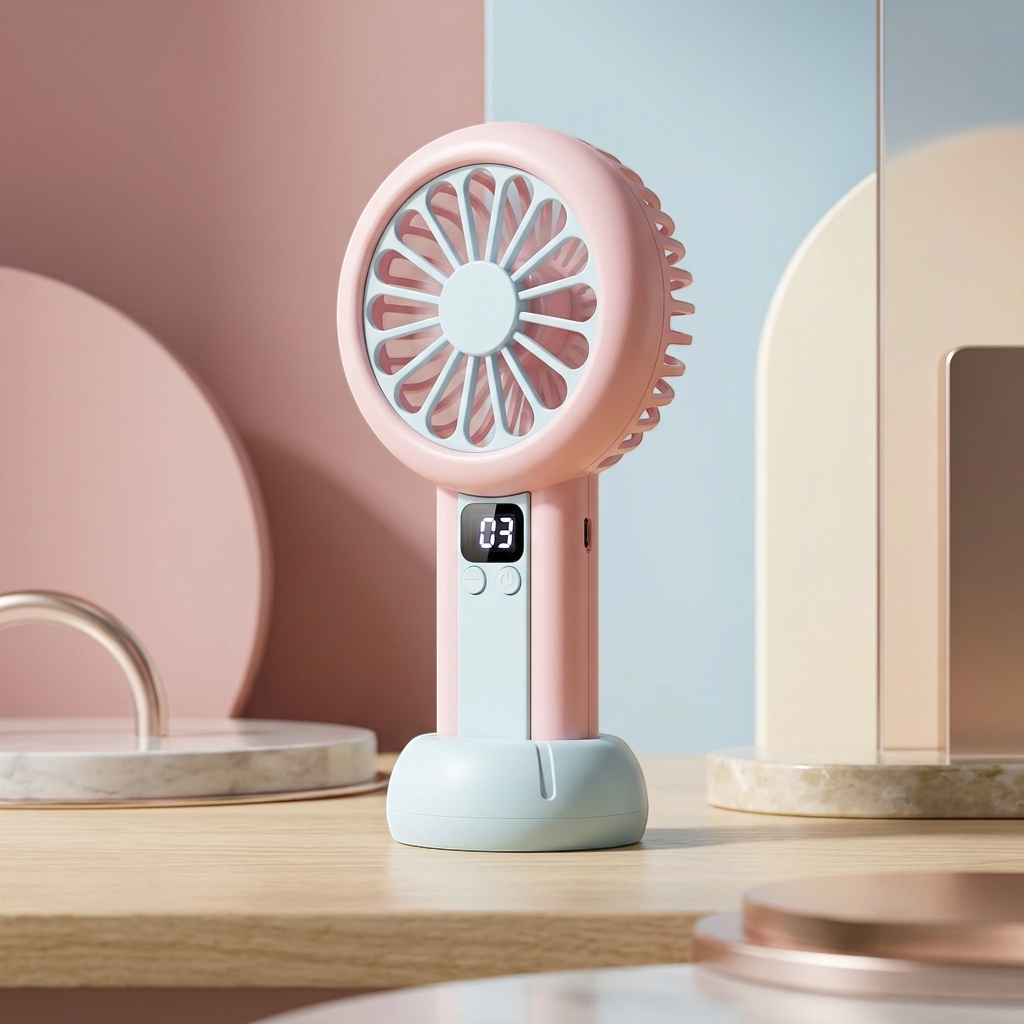 LED Digital Display Rechargeable Mini Fan – Portable USB Handheld Fan with 100-Speed Control, Real-Time Battery Indicator | Random Color - Image 4