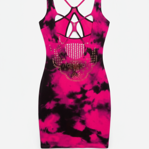 Exotic Criss-Cross Neck Tie-Dye Stocking Night Dress for Women |...