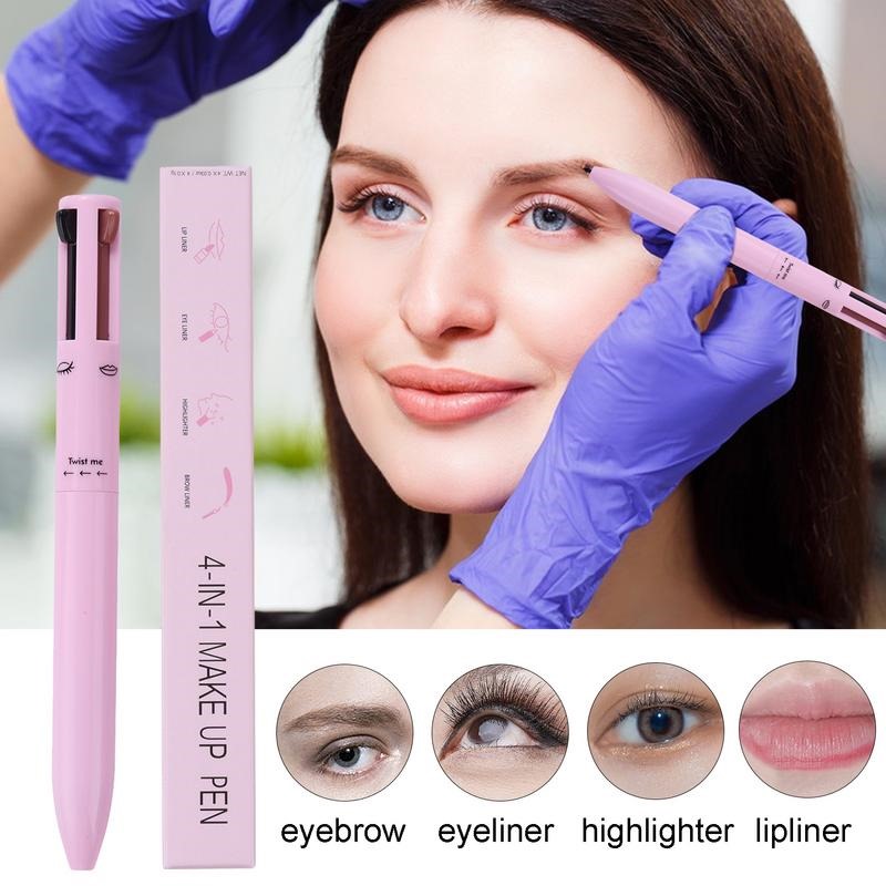 4 in 1 Waterproof Makeup Pen Eyebrow Pencil Long Lasting Easy Lip Color Liner Highlight Lying Silkworm Eyeliner Pen Makeup Tools (Random Color) - Image 3