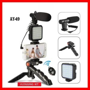 AY-49 Vlogger Kit | Microphone, LED Fill Light, Mini Tripod &...