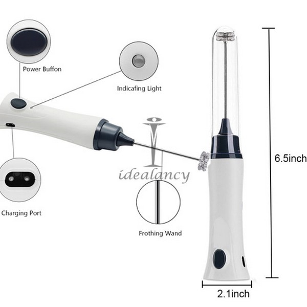 Rechargeable Electric Coffee Frother & Milk Beater – Handheld Foam Maker with Stainless Steel Whisk, USB Charging, and Powerful Motor - Image 2