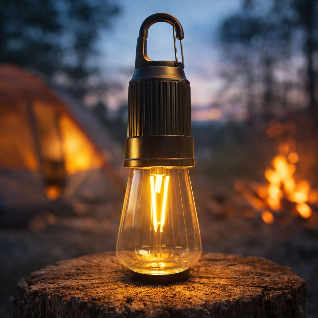 T02 Portable Hanging Camping Lamp – Type-C Rechargeable Warm Light LED Bulb with 3 Modes - Image 3