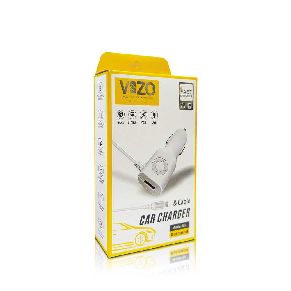 Diamond Car Charger with Built-in Micro Cable & LED Light | Car Charger - Micro Cable Charger - Image 2