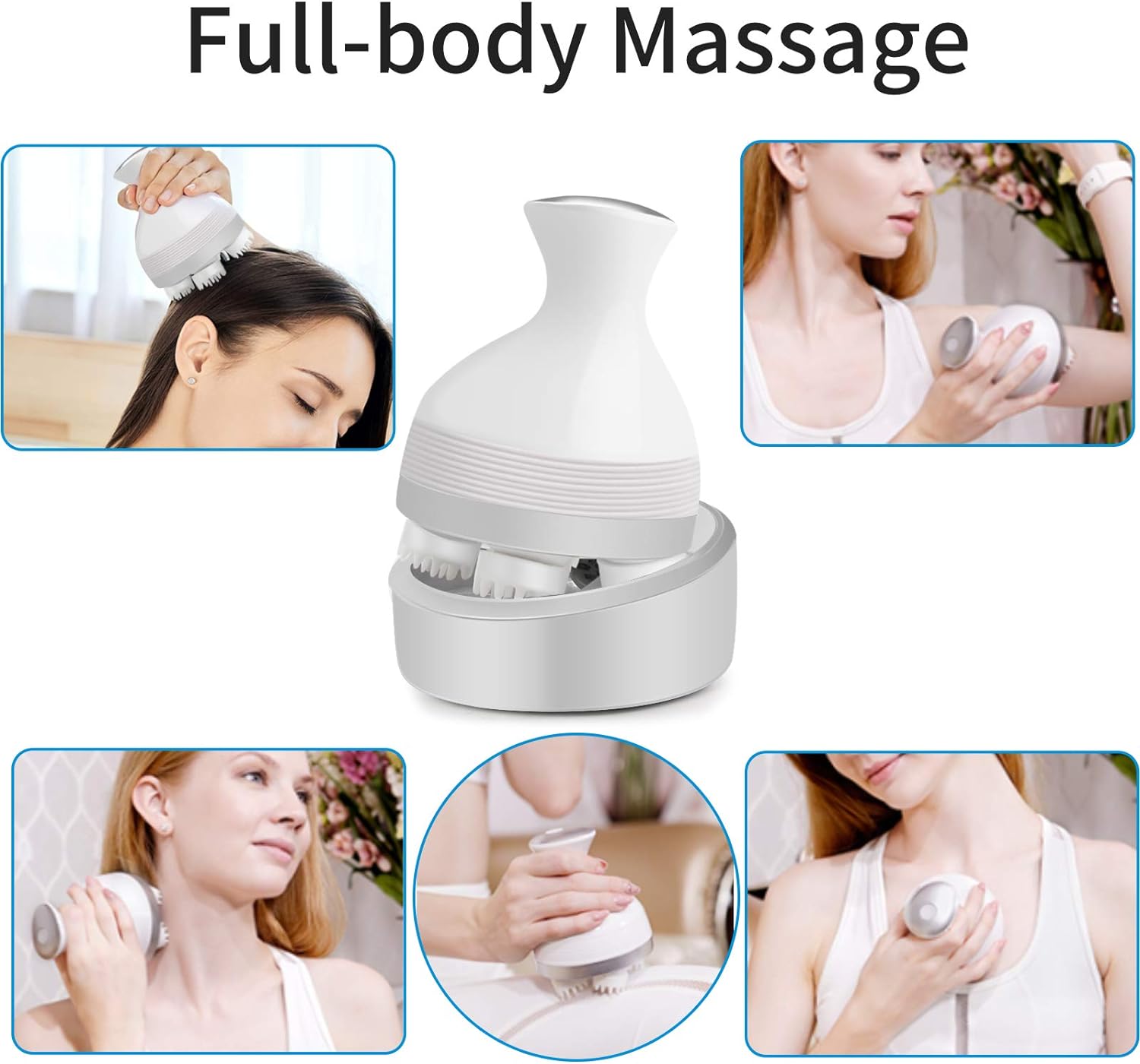 Rechargeable Head & Body Kneading Massager | 4 Speed Modes | Waterproof | 3D Deep-Kneading | Type-C Portable - Image 3
