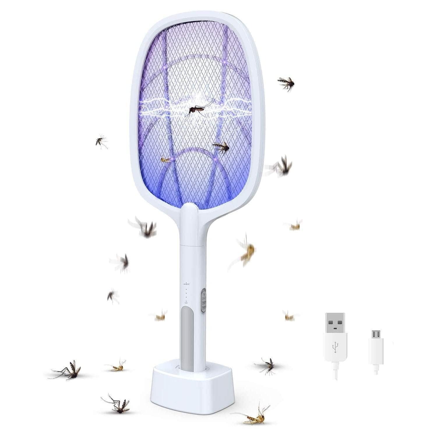 2 In 1 Electric Mosquito Killer UV Light LED Lamp Rechargeable Mosquito Trap Racket Anti Insect Bug Zapper - Image 2