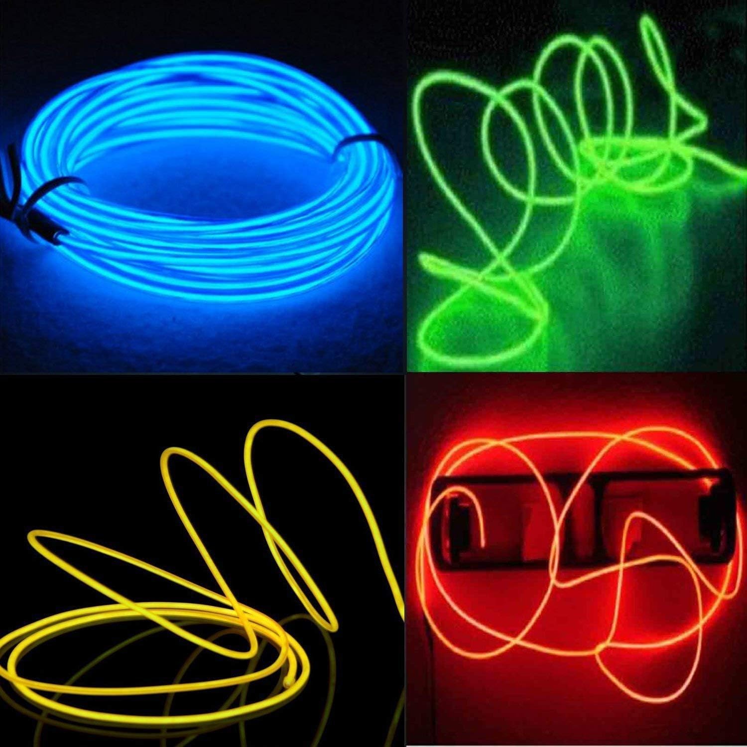 Glowing Wire led strip Atmosphere light for DIY Flexible AUTO interior Lamp Party Decoration Lights Neon Strips(Cell Operated) (Random Color) - Image 3
