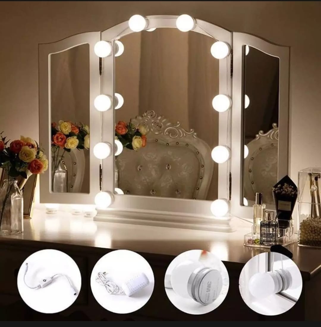 Dimmable LED Vanity Mirror Lights Kit – 10 LED Hollywood Style Bulbs for Makeup Dressing Table & Bathroom Mirror - Image 2