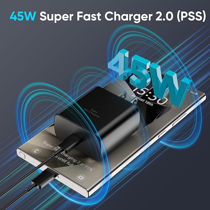Samsung 45W PD Super Fast charger adapter type C port A+ Quality - Travel Adapter (Black) - Image 5