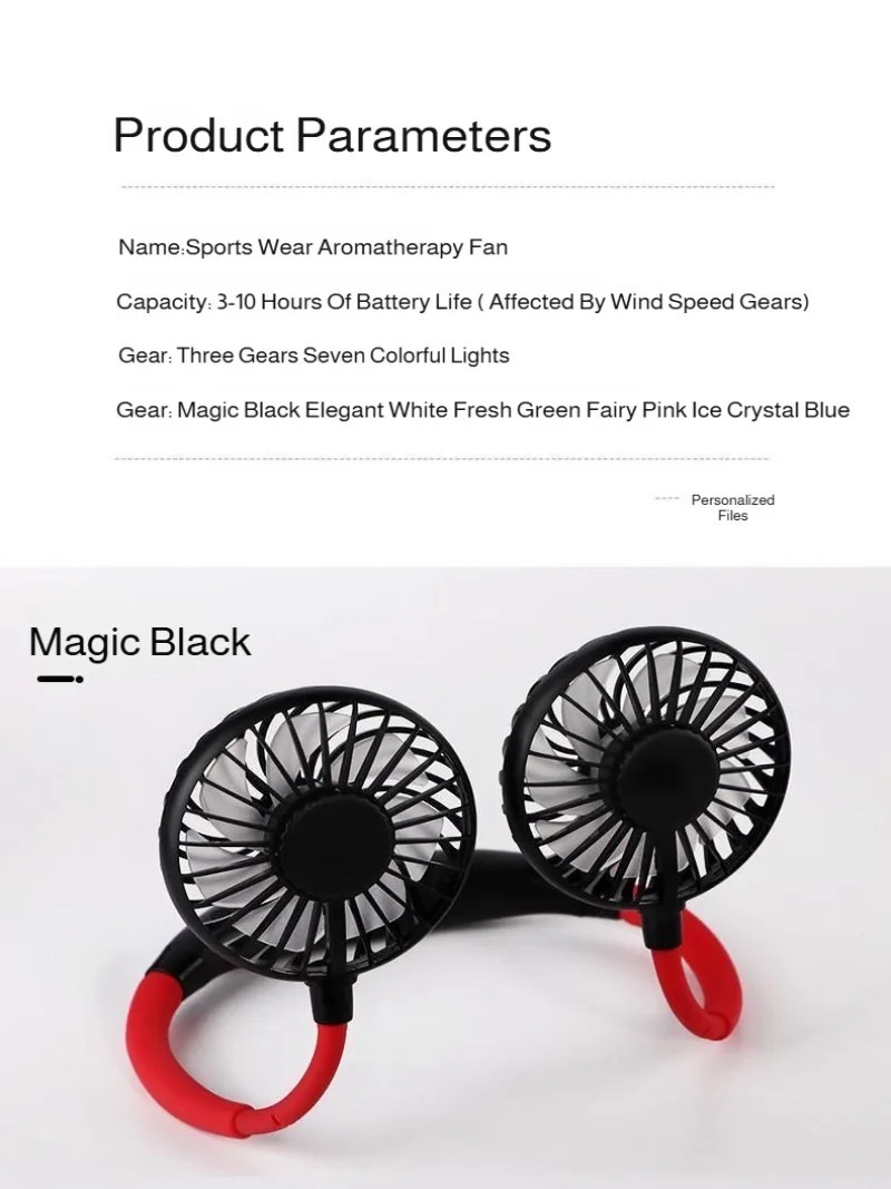 Lazy Portable Silent Neck Fan – Wearable Rechargeable Dual Fan with LED Light & 3-Speed Control (Random Color) - Image 4