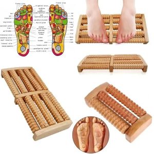 Traditional Wooden Roller Foot Massager Durable Natural Wood...
