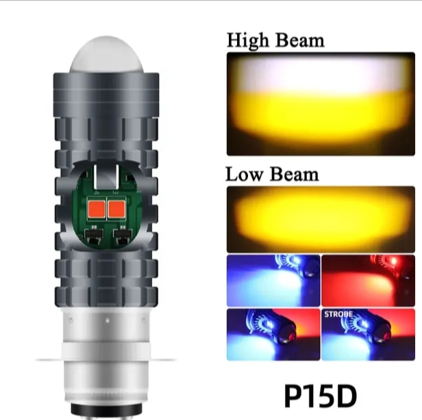 Pack of 2 – Headlight & Backlight Bulb | Yellow/White Beam + Red/Blue Flasher | Universal for All Bikes - Image 4