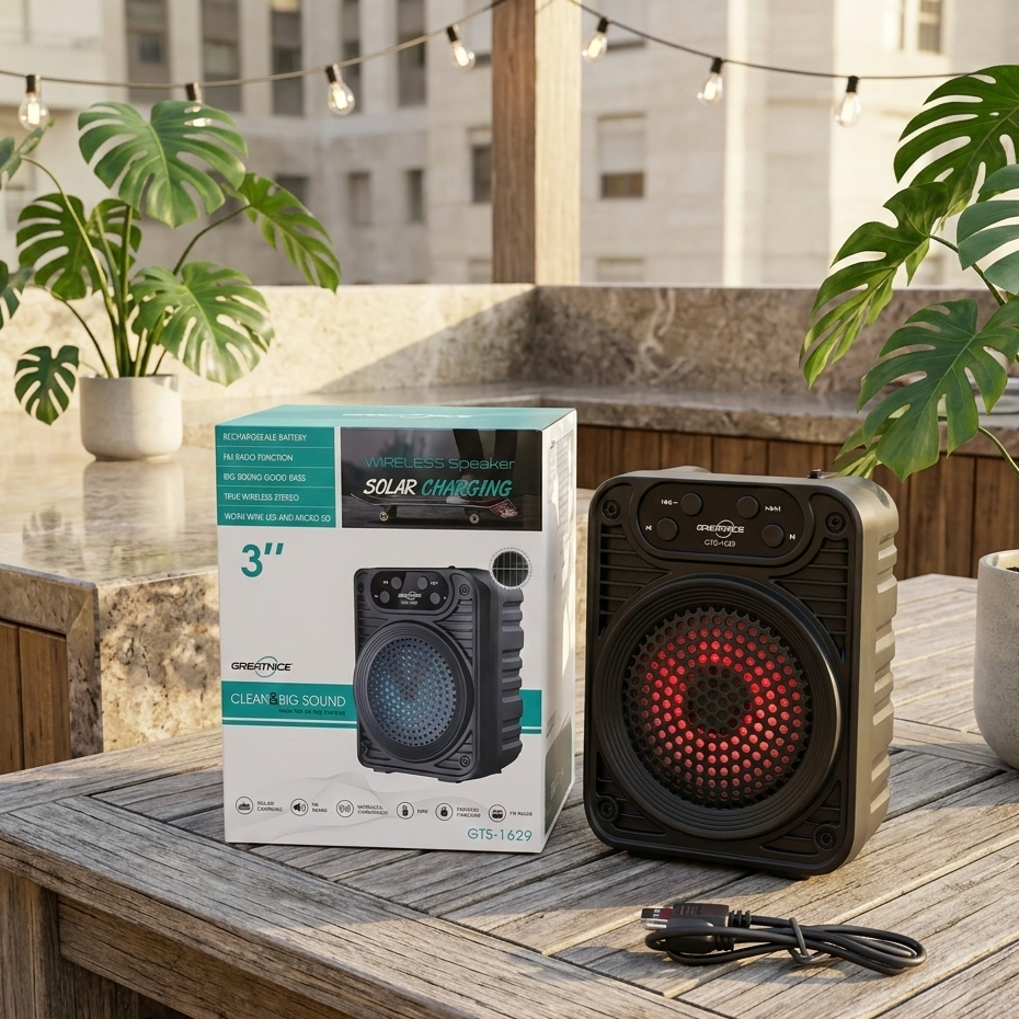 GTS-1629 Portable Wireless Speaker | 3-Inch Super Bass | Splash Proof Bluetooth Speaker with TF/USB/FM | 1200mAh Battery - Image 2