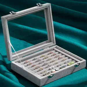 Mistico Velvet Carrying Case with Glass Cover Jewelry Ring...