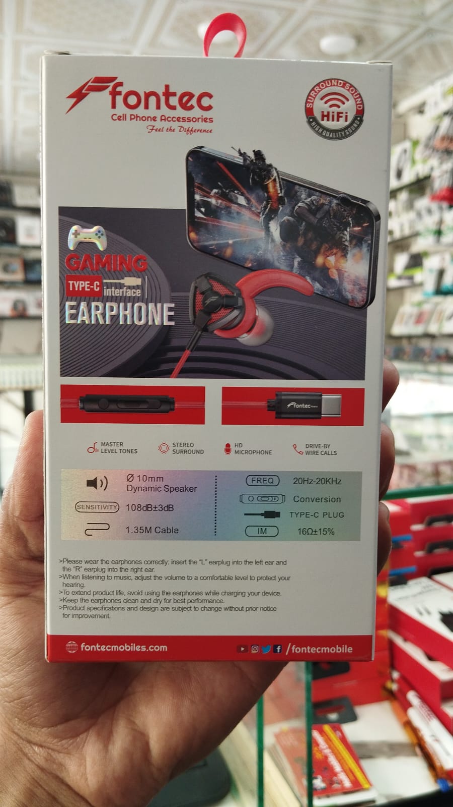 Fontec Arena Type-C Gaming Earphones with Detachable Mic – HiFi Stereo Surround Wired Handsfree for Type-C Devices (Random Color) - Image 4