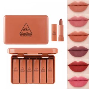6PCS Matte Brown Velvet Lipstick Mini Nude Makeup Lip Kit Set...