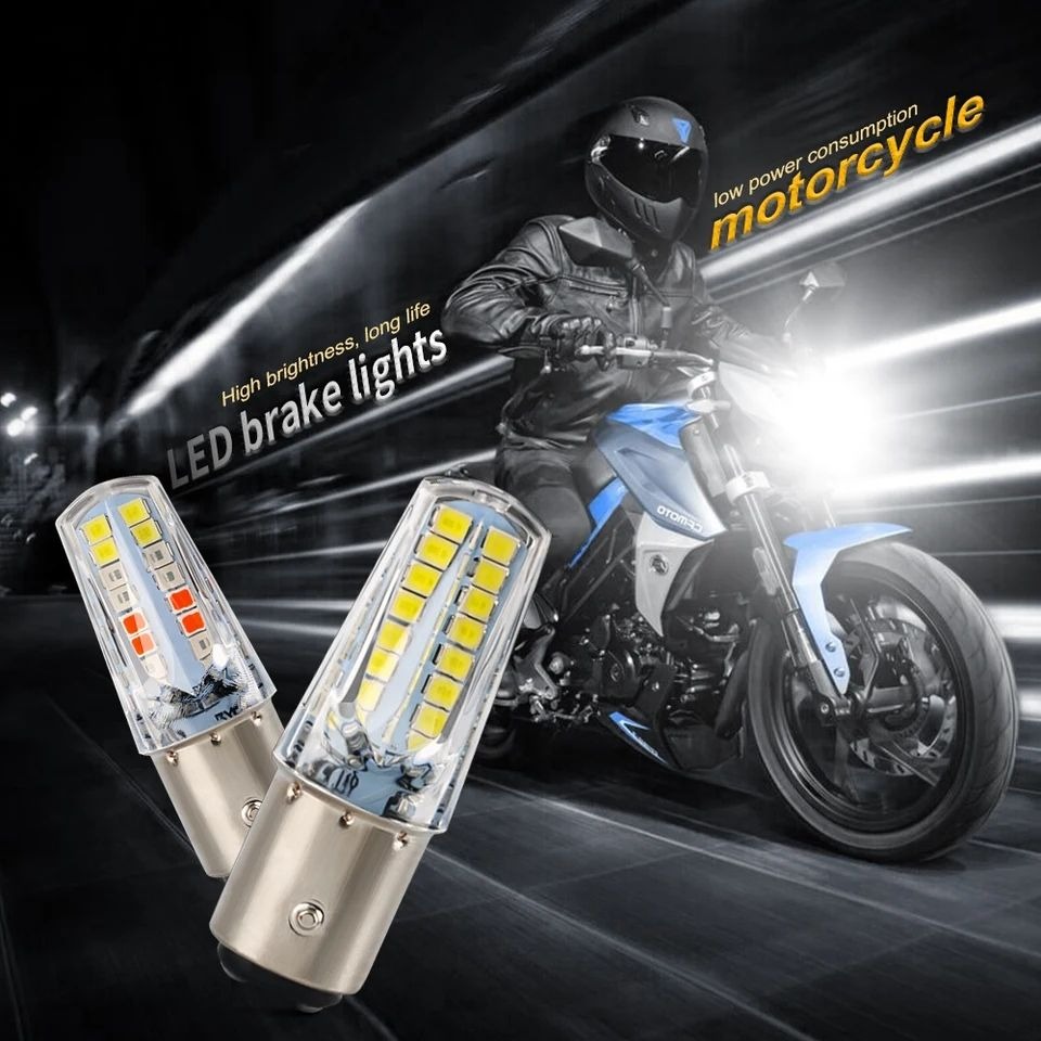 Pack of 2 – Headlight & Backlight Bulb | Yellow/White Beam + Red/Blue Flasher | Universal for All Bikes - Image 3