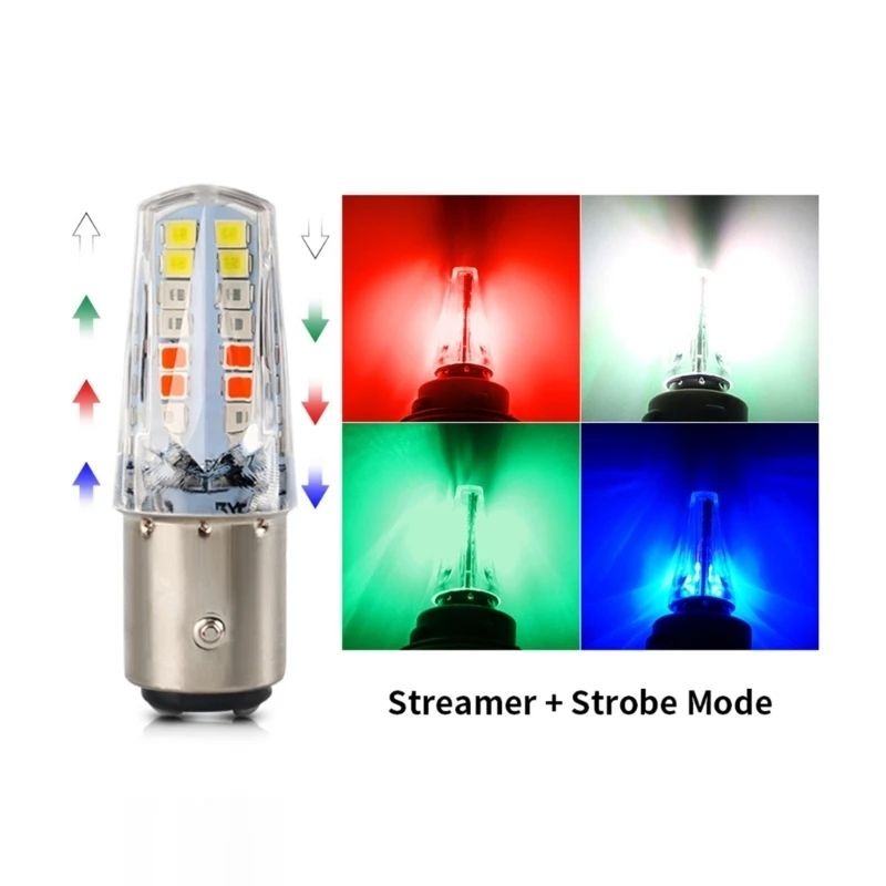Pack of 2 – Headlight & Backlight Bulb | Yellow/White Beam + Red/Blue Flasher | Universal for All Bikes - Image 2