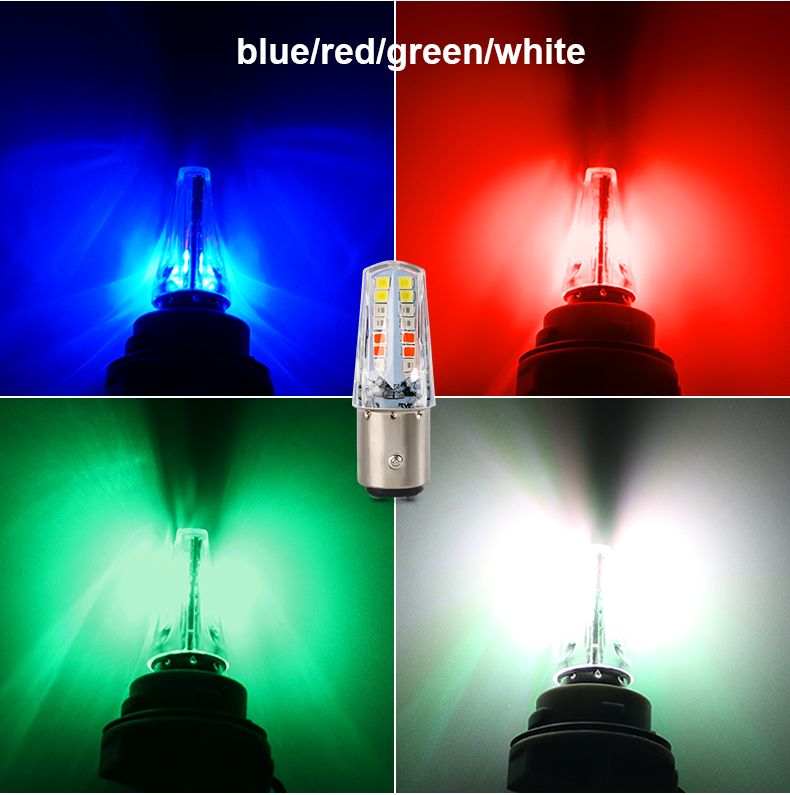 Pack of 2 – Headlight & Backlight Bulb | Yellow/White Beam + Red/Blue Flasher | Universal for All Bikes