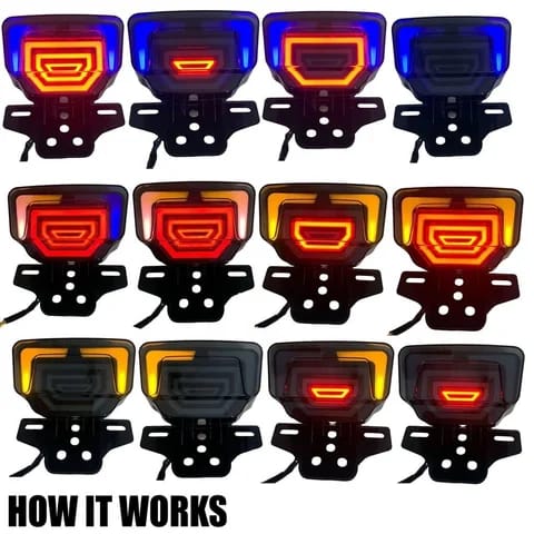 Motorcycles Bike Fancy Tail Light 70cc And 125cc LED Fancy Tail Light Stop Turn Signal with Scanning Dynamic Animation Breathing DRL - Image 4