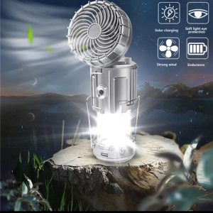 6 in 1 portable outdoor LED camping lantern with fan solar...