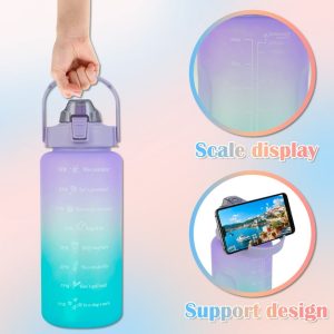 Sports Water Bottles 3 Pcs Set with Motivational Time Marker...
