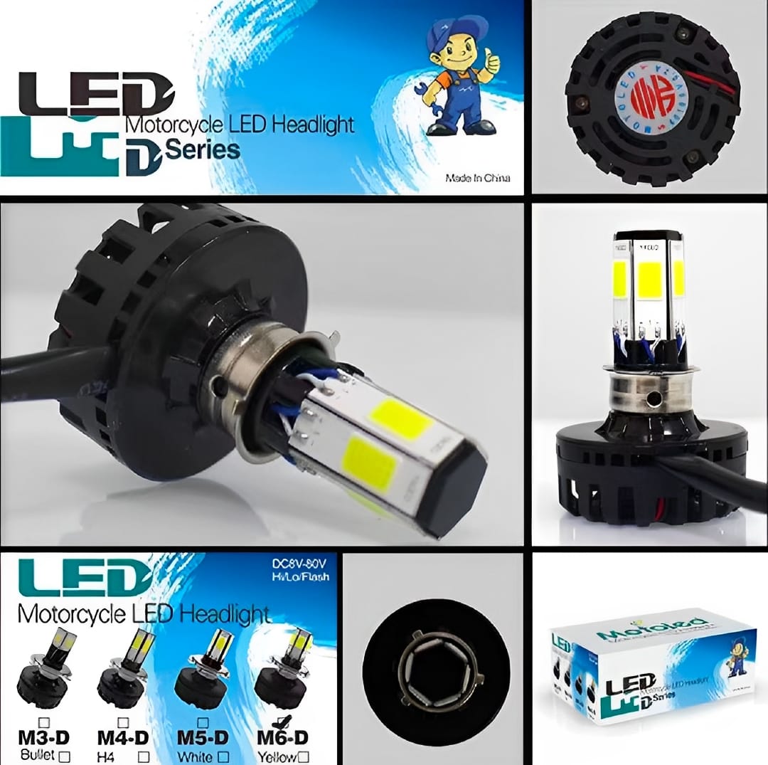 M6 LED Universal Headlight with Fan for All Bikes | universal fitting 3 function High/Low and flasher light - Image 3