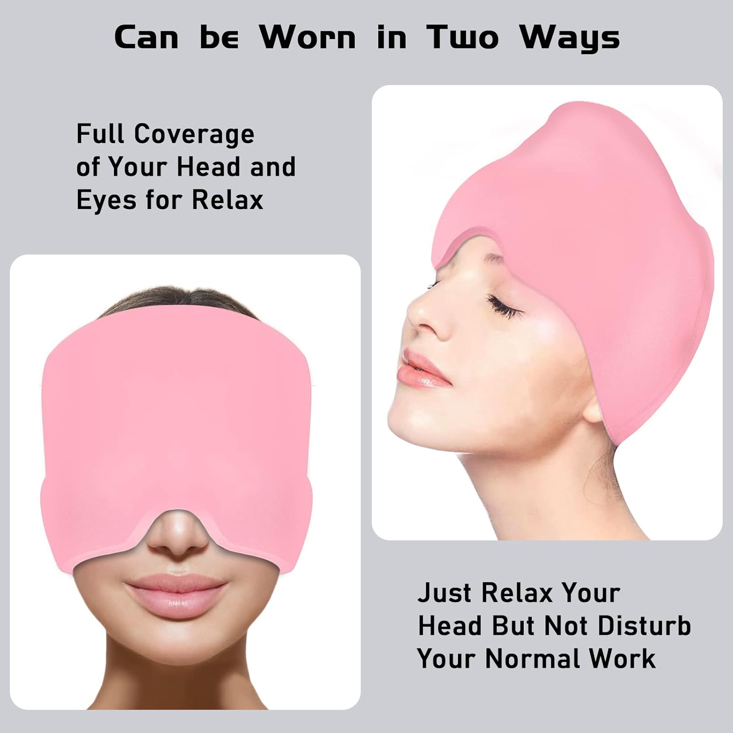 Headache Relief Hat for Migraine Relief, Tension, One Size Fits All Headache Cap with Reusable Ice Gel Pack for Puffy Eyes, Stress Relief ( Random Color ) - Image 5