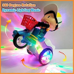 Musical Stunt Tricycle Toy Bike for Kids with 360° Rotation, 3D...