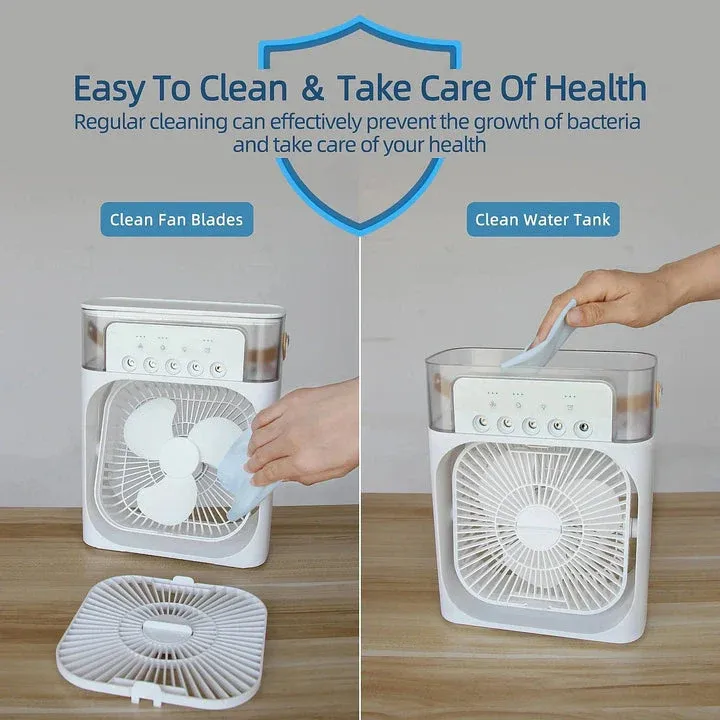 9-Inch Desktop Water Mist Fan – Portable Humidifier Air Cooler with 5-Hole Spray, 3 Speed Modes, and LED Night Light (Not Rechargeable) - Image 3