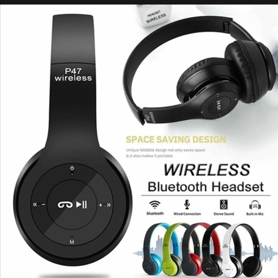 Long Listening Battery Fast Charging Wireless Bluetooth 5.1 Headphones With SD Card Function – P47 Model | Random Color - Image 3