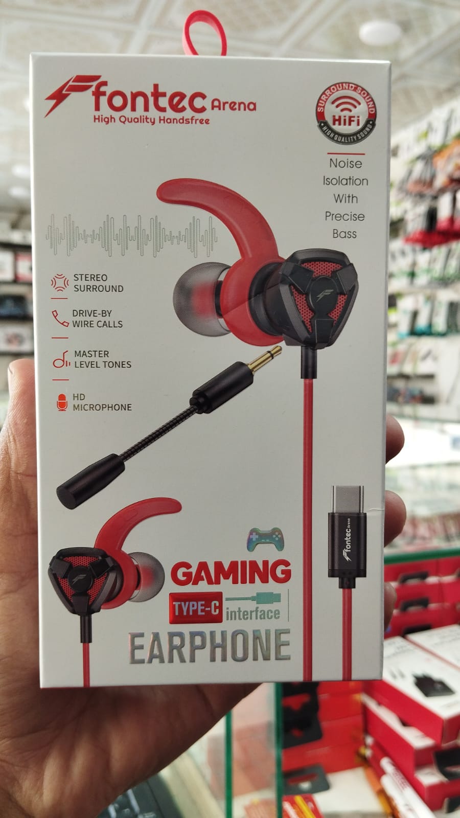 Fontec Arena Type-C Gaming Earphones with Detachable Mic – HiFi Stereo Surround Wired Handsfree for Type-C Devices (Random Color) - Image 5