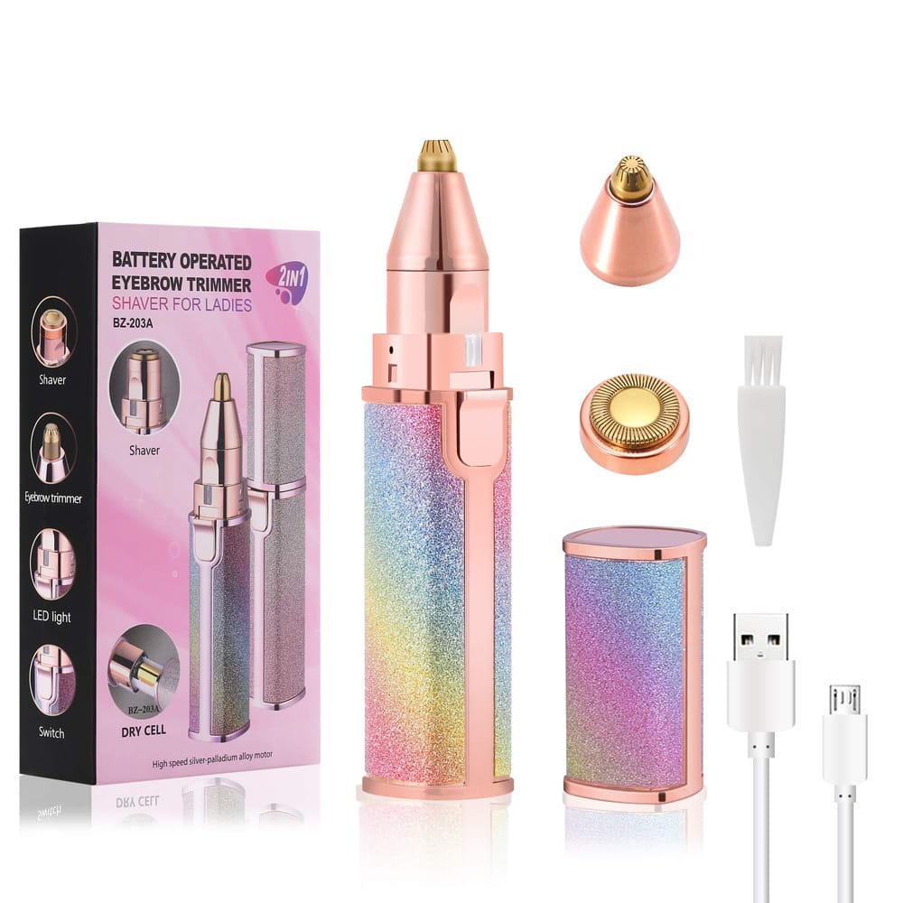 Flawless 2 In 1 Eyebrow Trimmer Multi Attractive Color With USB Charging Cable And Cleaning Brush - Image 4