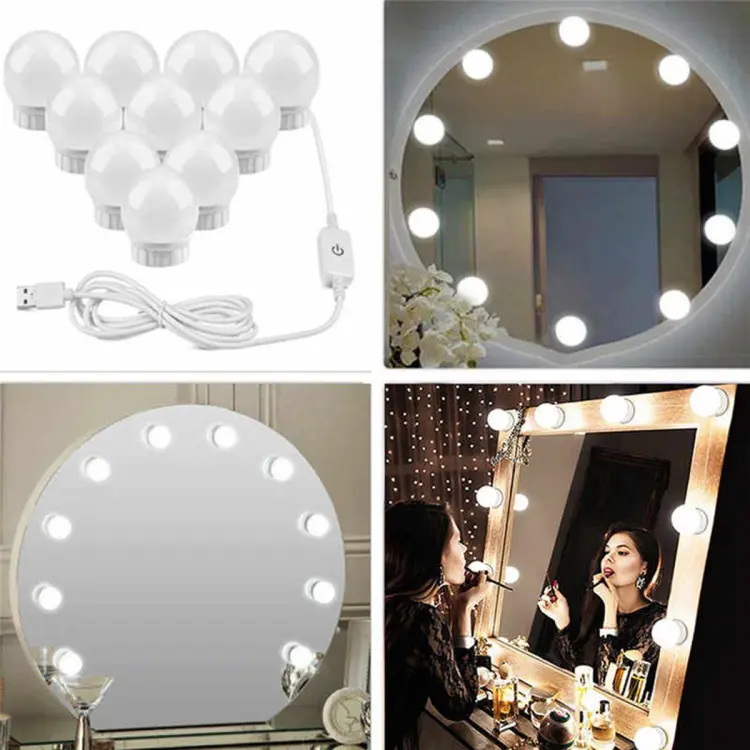 Vanity Mirror Fill Light Adjustable Luminance 3 Colors LED USB Wall Bulbs String For All Pretty 3 Colors Dimmable Vanity Light - Image 3