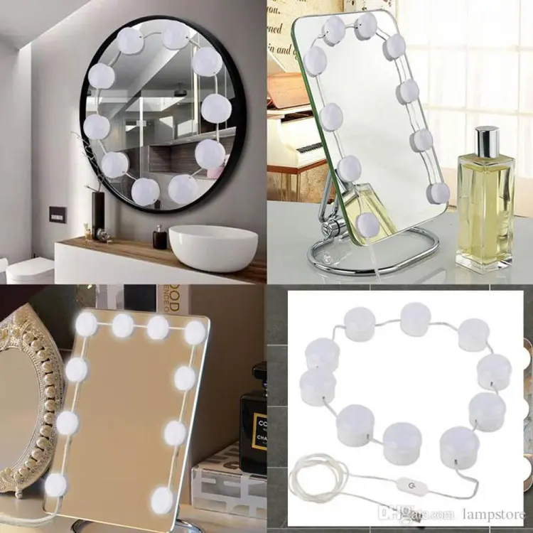 Vanity Mirror Fill Light Adjustable Luminance 3 Colors LED USB Wall Bulbs String For All Pretty 3 Colors Dimmable Vanity Light - Image 2