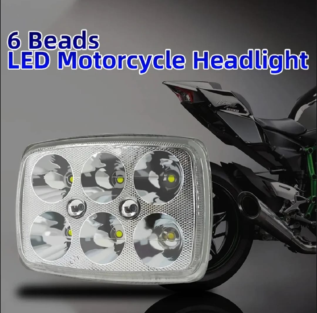 XBT-06 LED Fog Light High Motorcycle Square Headlight with Blue Mini Light for CD70 & 125cc Bikes - Image 2