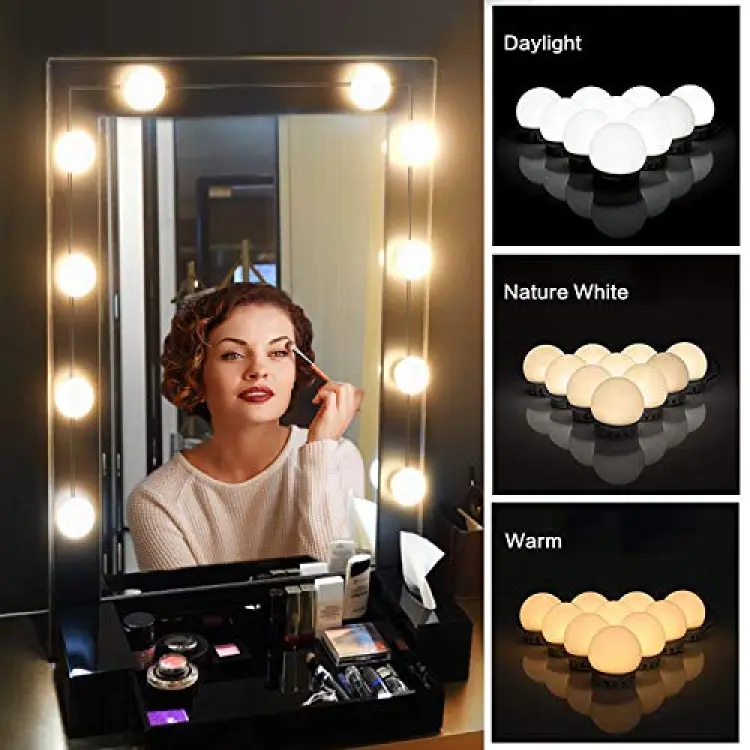 Vanity Mirror Fill Light Adjustable Luminance 3 Colors LED USB Wall Bulbs String For All Pretty 3 Colors Dimmable Vanity Light