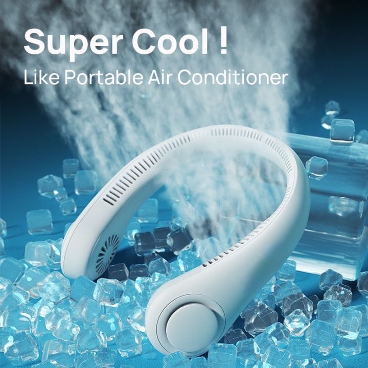 USB Rechargeable Neck Fan | 3 Modes Fan Speed | 360 Rotation Neck Hanging Fan With Box | C-Type Charging Cable Included - Image 3