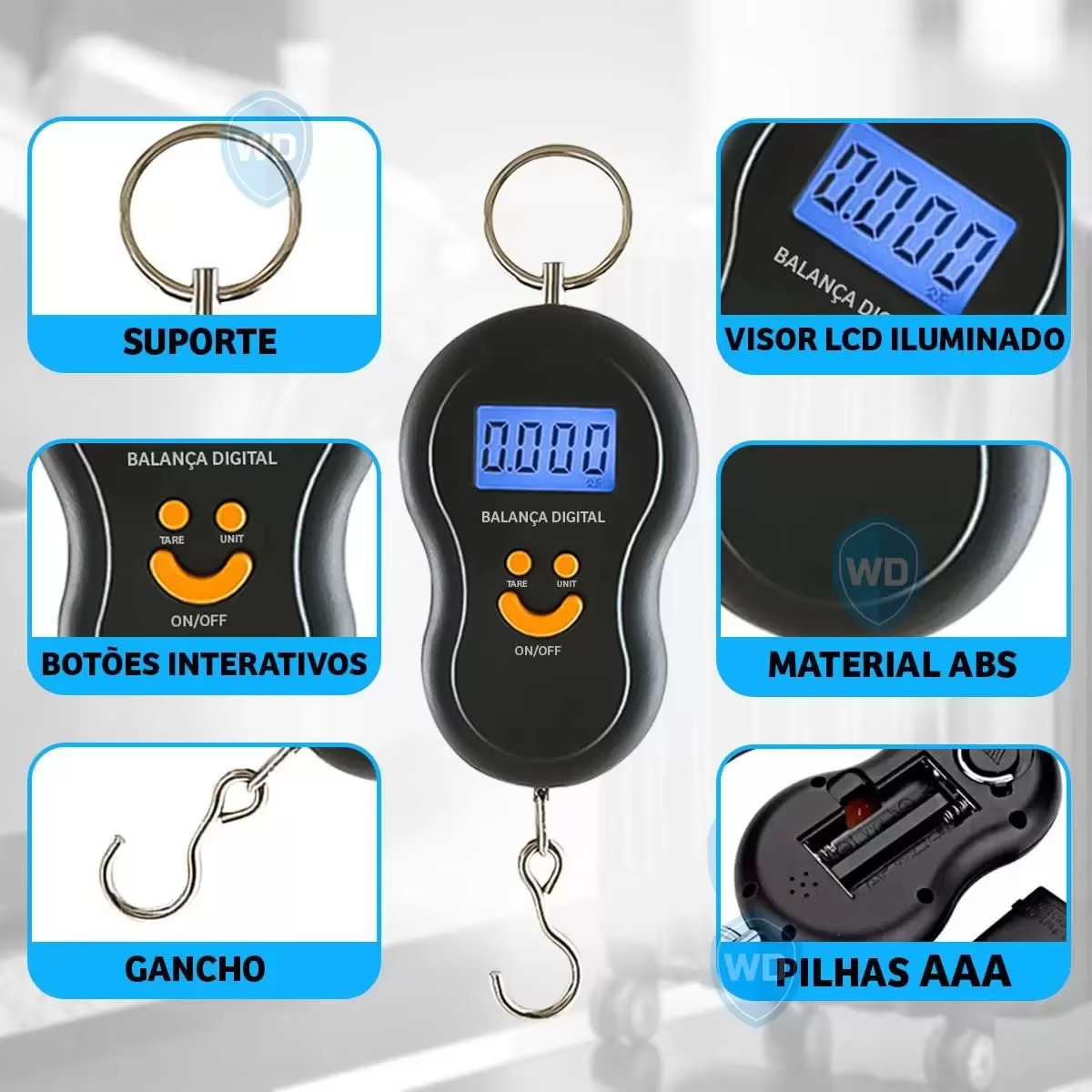 DIGITAL HANGING SCALE 50kg ABS LCD Display Strap Travel Multifunctional Digital Luggage Weighing Scales - Image 3