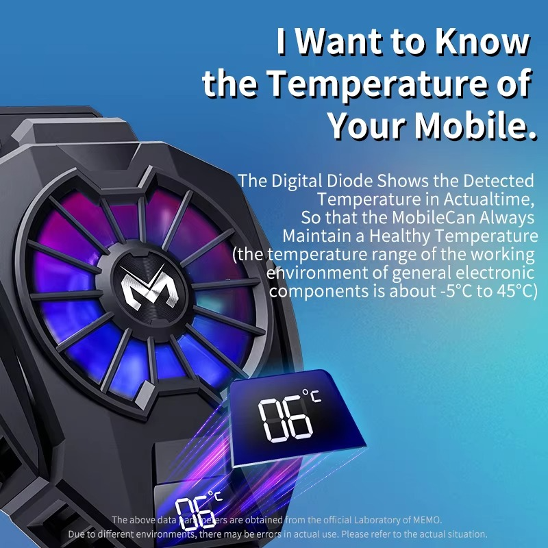 MEMO DL05 Portable Semiconductor Phone Cooler Fan – Multi-Function Gaming Cooling Device | Best Quality Fan For Gaming - Random Color - Image 4