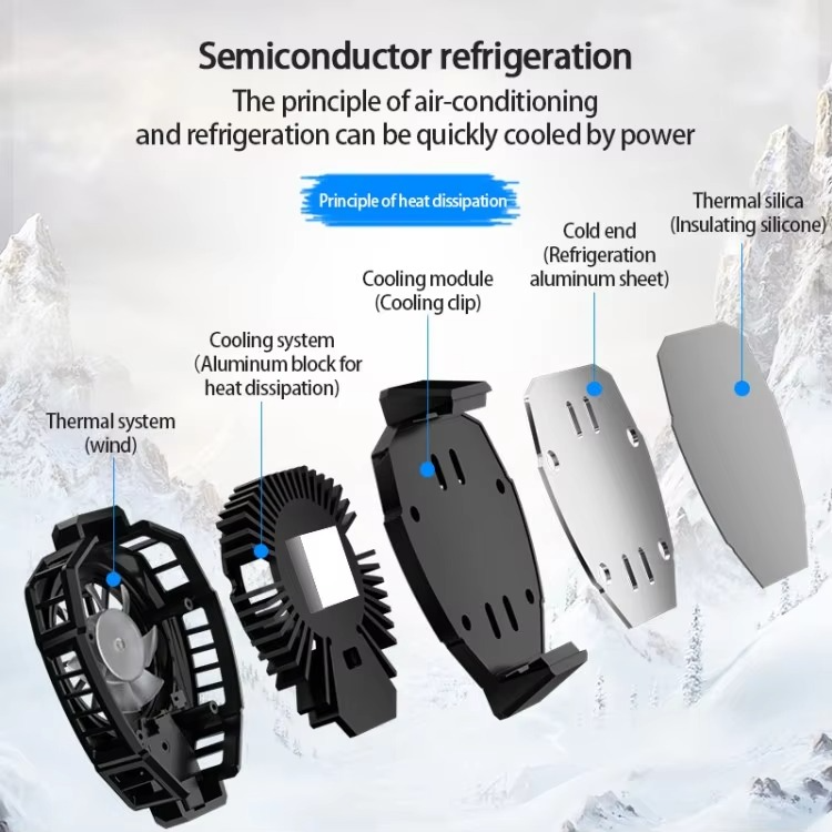 MEMO DL05 Portable Semiconductor Phone Cooler Fan – Multi-Function Gaming Cooling Device | Best Quality Fan For Gaming - Random Color - Image 5