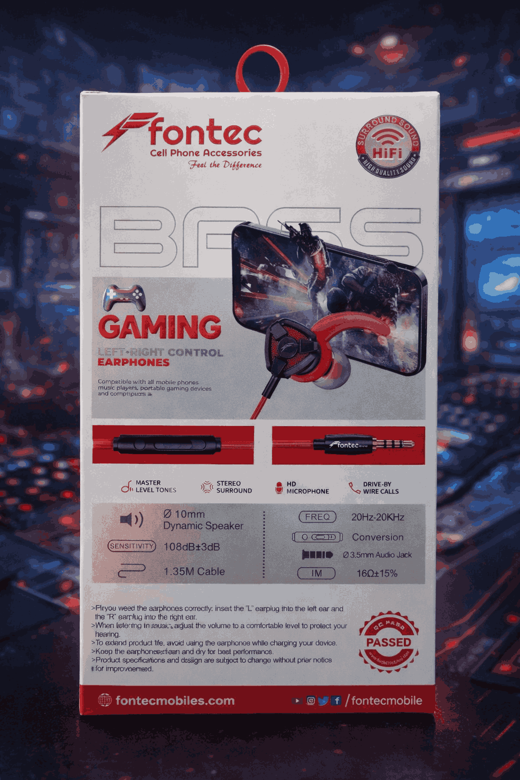 Fontec Arena Type-C Gaming Earphones with Detachable Mic – HiFi Stereo Surround Wired Handsfree for Type-C Devices (Random Color) - Image 2